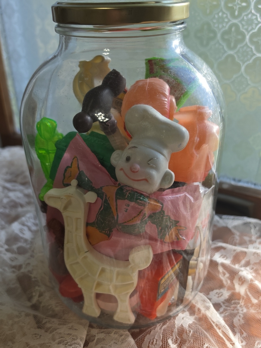 Large Jar Of Vintage Kid's Toys, Fun, Collectable